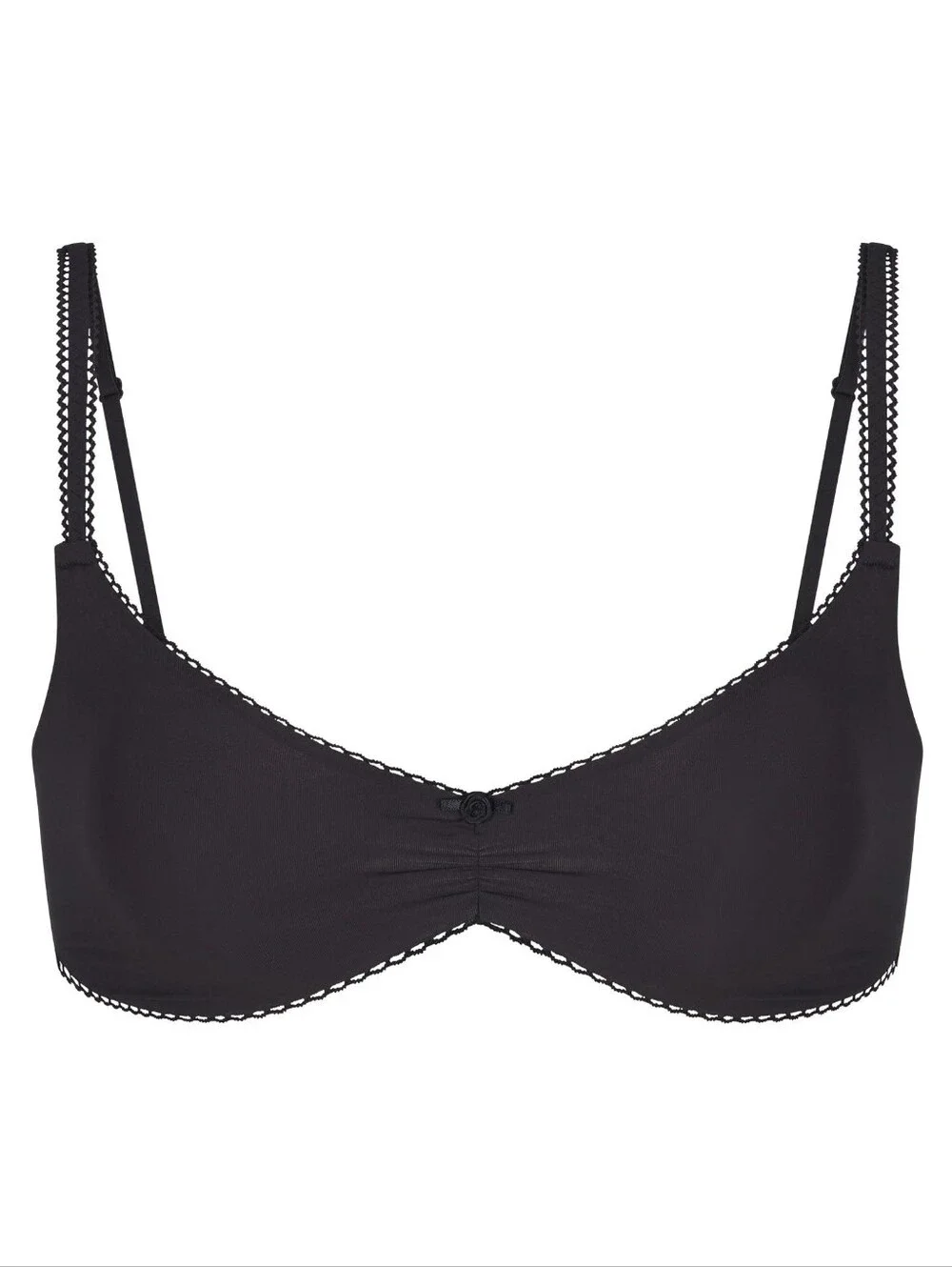 SKIMS Fits Everybody Picot Skimpy Scoop Bralette BR-SCP-4858 Onyx Size Small - Picture 1 of 4